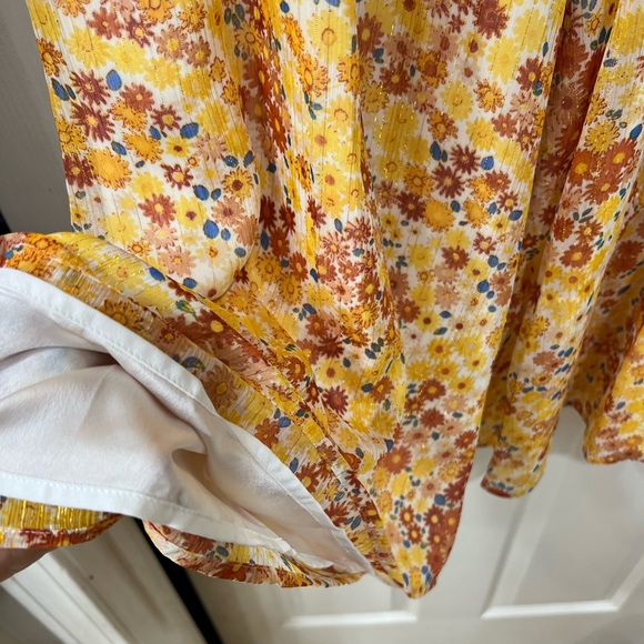 NWT STAUD yellow floral chiffon Flowy pants - Picture 8 of 12